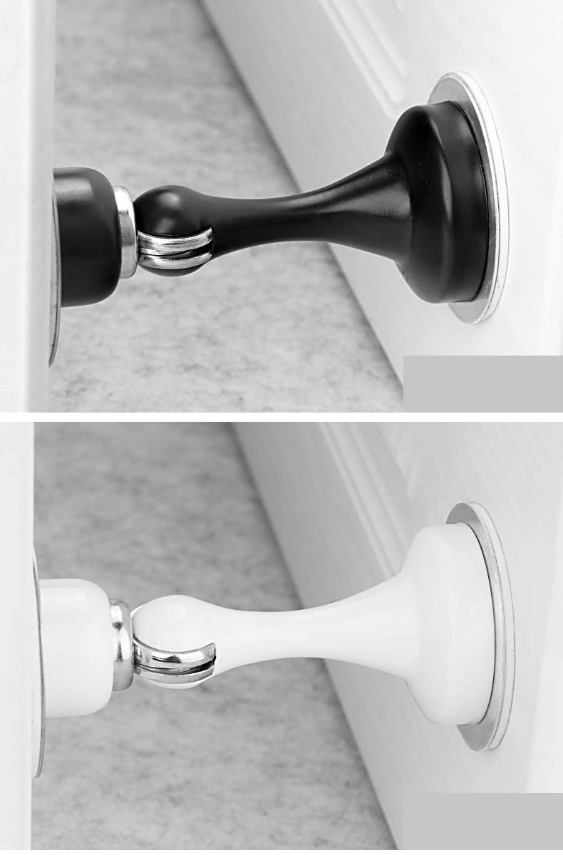 Hurinan Door Stopper,Magnetic Door Stop,Stainless Steel Door Catch,Double-Sided Adhesive Tape No Need to Drill. Better Protection for Walls (White) - Image 5